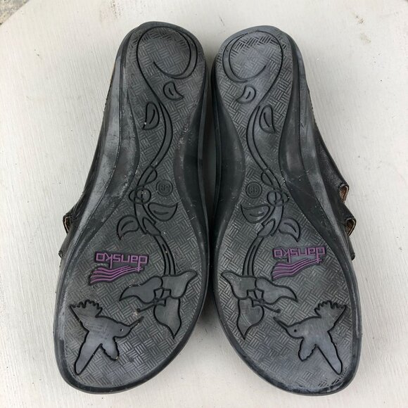 Dansko Womens Size 38 (7.5-8) Janie Black Leather Open Toe Strappy Slide Sandals - Picture 10 of 15